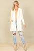 BRUSHED WAFFLE LONG SLEEVE SIDE POCKET OPEN FRONT CARDIGAN