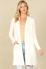 BRUSHED WAFFLE LONG SLEEVE SIDE POCKET OPEN FRONT CARDIGAN