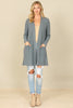 BRUSHED WAFFLE LONG SLEEVE SIDE POCKET OPEN FRONT CARDIGAN