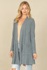 BRUSHED WAFFLE LONG SLEEVE SIDE POCKET OPEN FRONT CARDIGAN