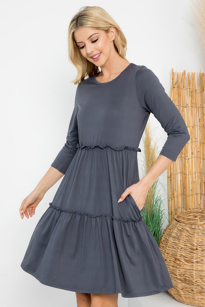 Long Sleeve Merrow Detail Dress