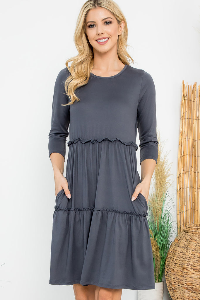 Long Sleeve Merrow Detail Dress