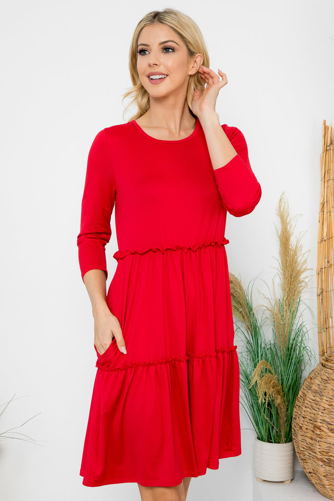 Long Sleeve Merrow Detail Dress