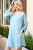 Solid V-Neck Tunnel Long Sleeve Dress