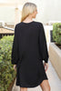 Solid V-Neck Tunnel Long Sleeve Dress