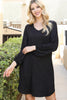 Solid V-Neck Tunnel Long Sleeve Dress