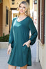 Solid V-Neck Tunnel Long Sleeve Dress