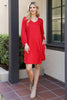 Solid V-Neck Tunnel Long Sleeve Dress