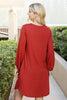Solid V-Neck Tunnel Long Sleeve Dress