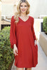 Solid V-Neck Tunnel Long Sleeve Dress