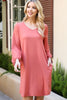 Solid V-Neck Tunnel Long Sleeve Dress