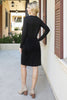 Solid Long Sleeve Ribbon Elastic Waist Dress