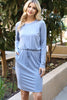 Solid Long Sleeve Ribbon Elastic Waist Dress