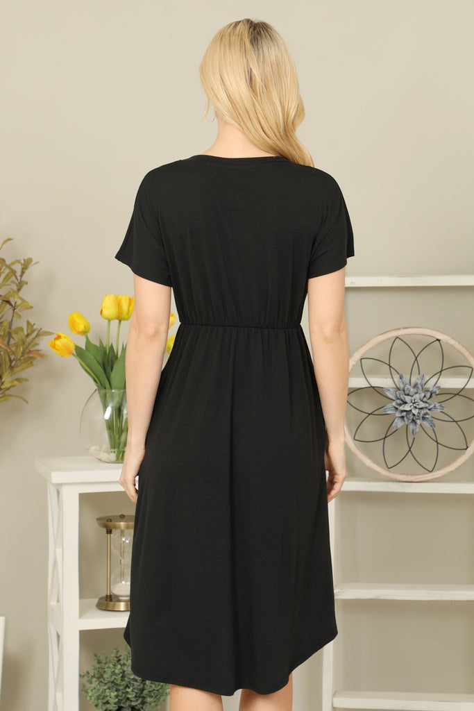 Cinched Waist Solid Tulip Dress