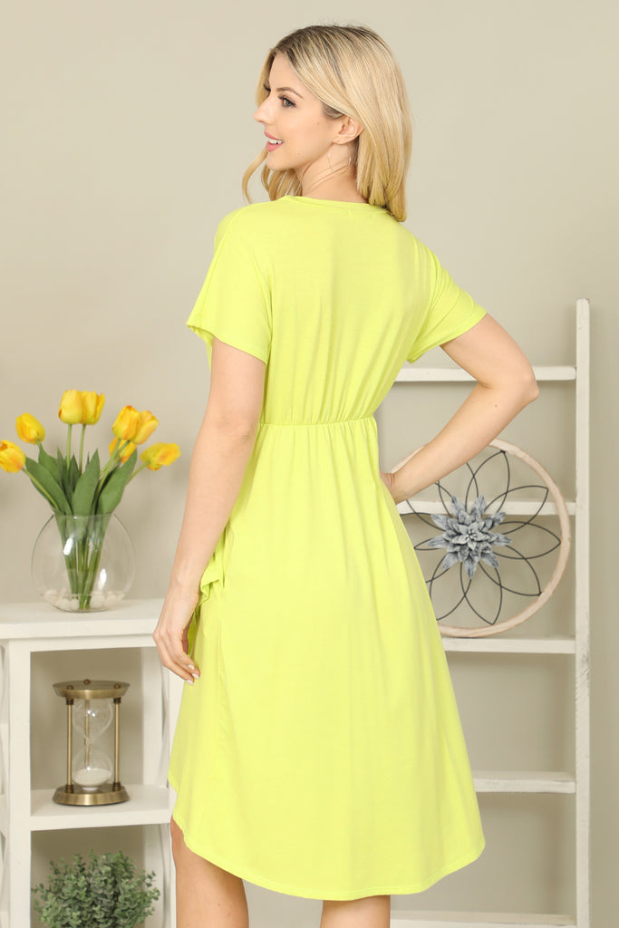 Cinched Waist Solid Tulip Dress