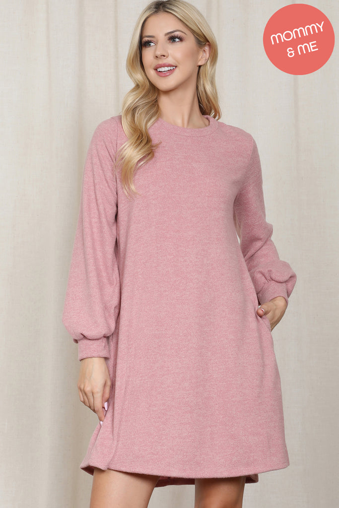 Long Puff Sleeve Mir Pd Brush Dress