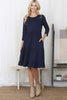 3/4 Sleeve Tiered Solid Dress