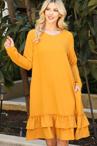 3/4 Sleeve Round Hem Solid Top
