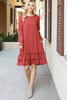 Long Sleeve Flat Merrow Detail Hem Woven Dress