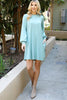 Solid Round Neckline Long Sleeve Dress
