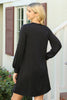 Solid Round Neckline Long Sleeve Dress