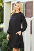 Solid Round Neckline Long Sleeve Dress