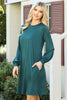 Solid Round Neckline Long Sleeve Dress