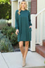 Solid Round Neckline Long Sleeve Dress