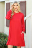 Solid Round Neckline Long Sleeve Dress