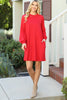 Solid Round Neckline Long Sleeve Dress