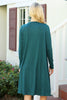Solid Long Sleeve Shirring Tiered Detailed Dress