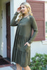 Solid Long Sleeve Shirring Tiered Detailed Dress