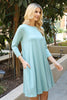Solid Quarter Sleeve Round Neck Dress