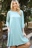 Solid Quarter Sleeve Round Neck Dress