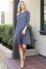 Solid Quarter Sleeve Round Neck Dress