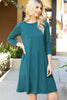 Solid Quarter Sleeve Round Neck Dress