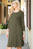 Solid Quarter Sleeve Round Neck Dress
