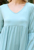 Solid V-Neck Elastic Detail Sleeve Tiered Dress
