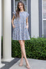 RUFFLE SLEEVE SIDE POCKET PRINTED TIERED MINI DRESS