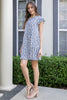 RUFFLE SLEEVE SIDE POCKET PRINTED TIERED MINI DRESS