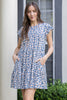 RUFFLE SLEEVE SIDE POCKET PRINTED TIERED MINI DRESS