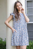 RUFFLE SLEEVE SIDE POCKET PRINTED TIERED MINI DRESS