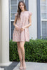 RUFFLE SLEEVE SIDE POCKET PRINTED TIERED MINI DRESS