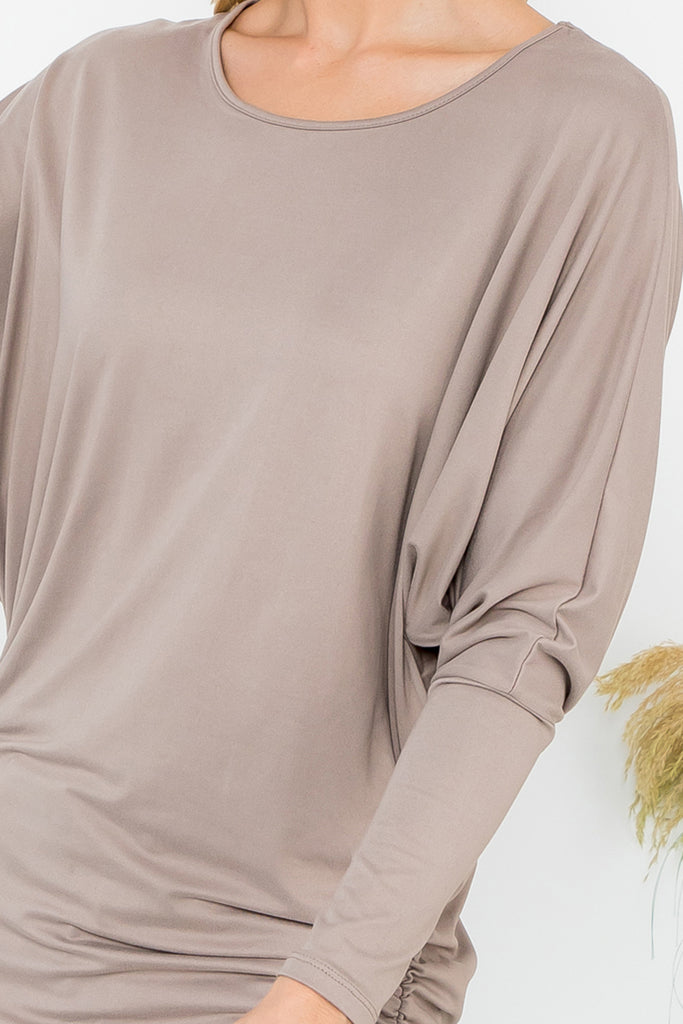 Solid Long Dolman Sleeve Tunnel Detail Top