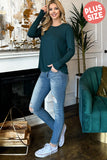 Solid Round Neck Long Sleeve Top