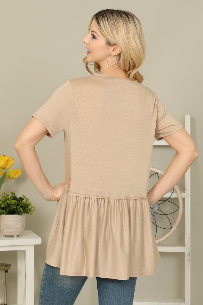 Solid Peplum Waist Top