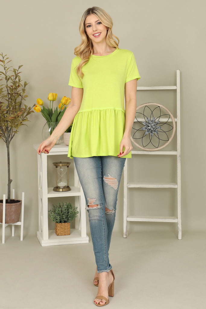 Solid Peplum Waist Top