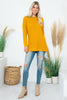 BRUSHED WAFFLE ROUND NECK SIDE SLIT SWEATER