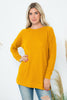 BRUSHED WAFFLE ROUND NECK SIDE SLIT SWEATER