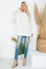 PLUS SIZE BRUSHED WAFFLE ROUND NECK SIDE SLIT SWEATER